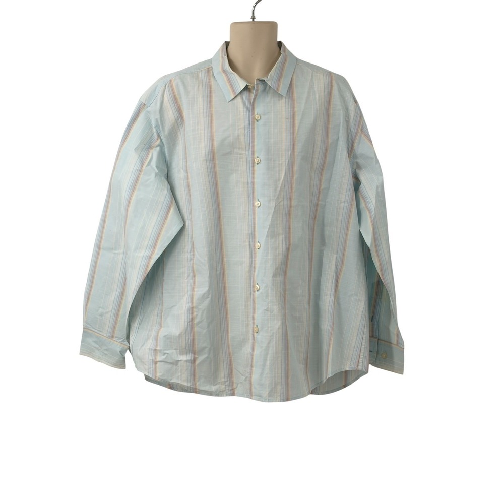 Tommy Bahama Mens Long Sleeve Button Down Shirt Blue Yellow Striped Size XXL